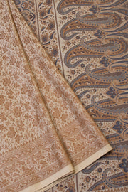 Beige Handloom Himroo Banana Silk Saree - Avishya
