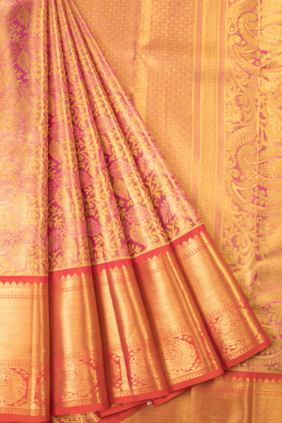 Pure Tissue Silk Bridal Jacquard Korvai Kanjivaram Saree  - Avishya