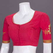 Red Hand Embroidered Silk cotton Blouse - Avishya
