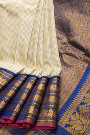Off White Handloom Gadwal Kuttu Silk Saree - Avishya