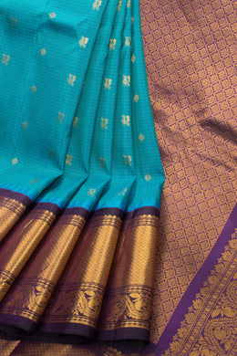 Blue Handloom Gadwal Kuttu Silk Saree  - Avishya