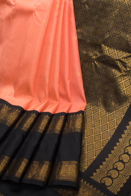 Peach Handloom Gadwal Kuttu Silk Saree  - Avishya