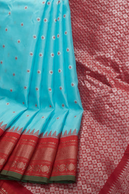 Blue Handloom Gadwal Kuttu Silk Saree  - Avishya