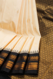 Cream Handloom Gadwal Kuttu Silk Saree  - Avishya