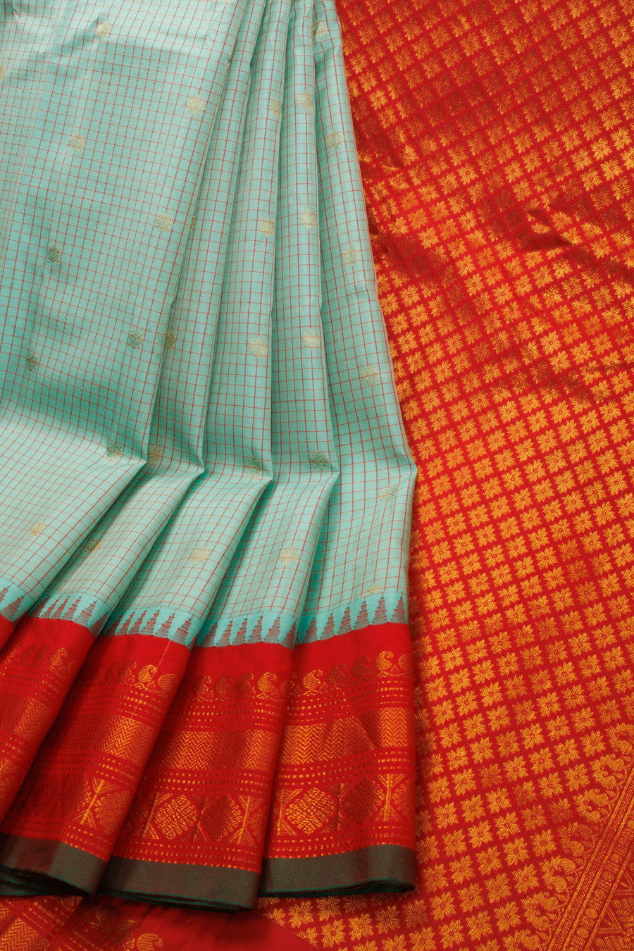 Blue Handloom Gadwal Kuttu Silk Saree - Avishya