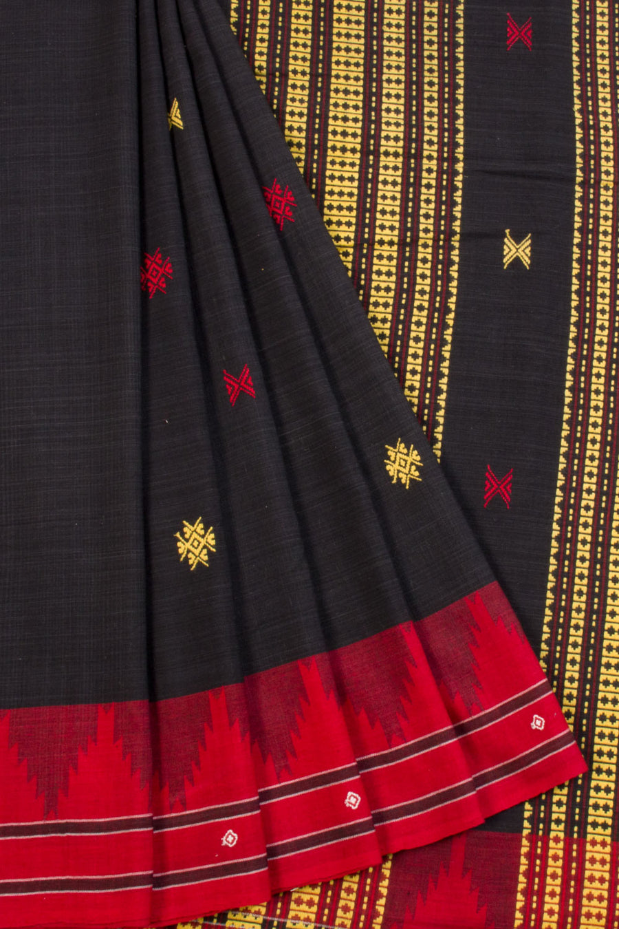 Black Handloom Kotpad Cotton Saree -Avishya