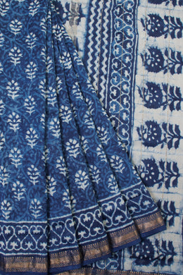 Indigo Anokhi Hand Block Printed Saree - Avishya