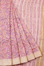 Peach Anokhi Hand Block Printed Saree  - Avishya