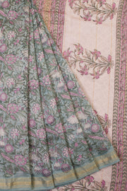 Grey Anokhi Hand Block Printed Saree - Avishya