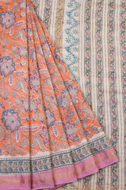 Orange Anokhi Hand Block Printed Saree  - Avishya