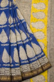 Navy Blue Anokhi Hand Block Printed Saree - Avishya