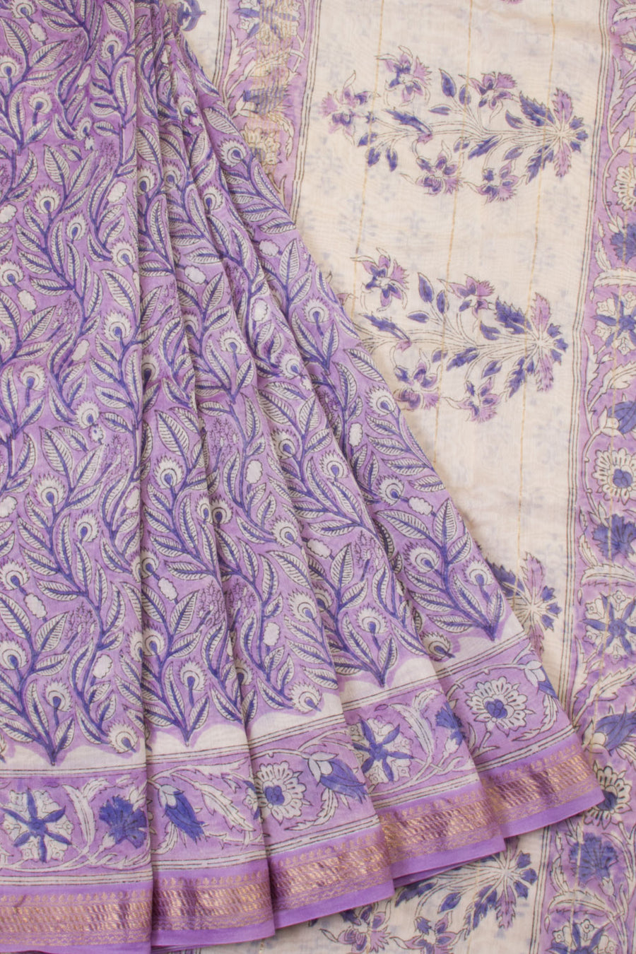 Purple Anokhi Hand Block Printed Saree - Avishya