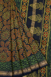 Navy Blue Anokhi Hand Block Printed Saree  - Avishya