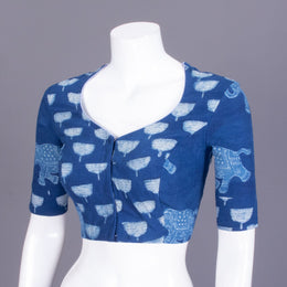 Blue Dabu Printed Cotton Blouse - Avishya