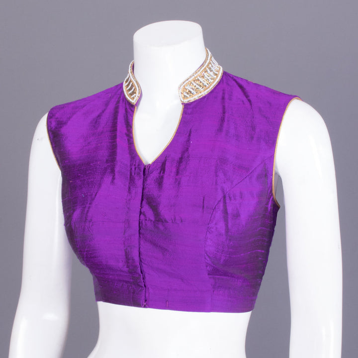 Violet Aari Embroidered Raw Silk Blouse 10068153