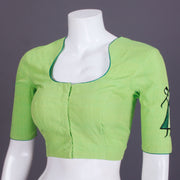 Green Embroidered Mangalgiri Cotton Blouse - Avishya