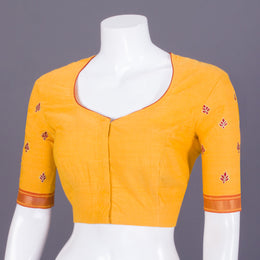 Yellow Embroidered Mangalgiri Cotton Blouse - Avishya