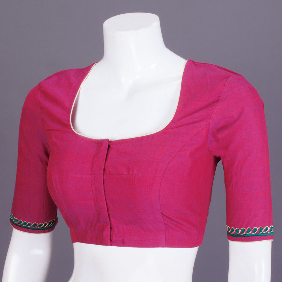 Pink Embroidered Mangalgiri Cotton Blous - Avishya