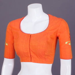 Orange Embroidered Mangalgiri Cotton Blouse - Avishya