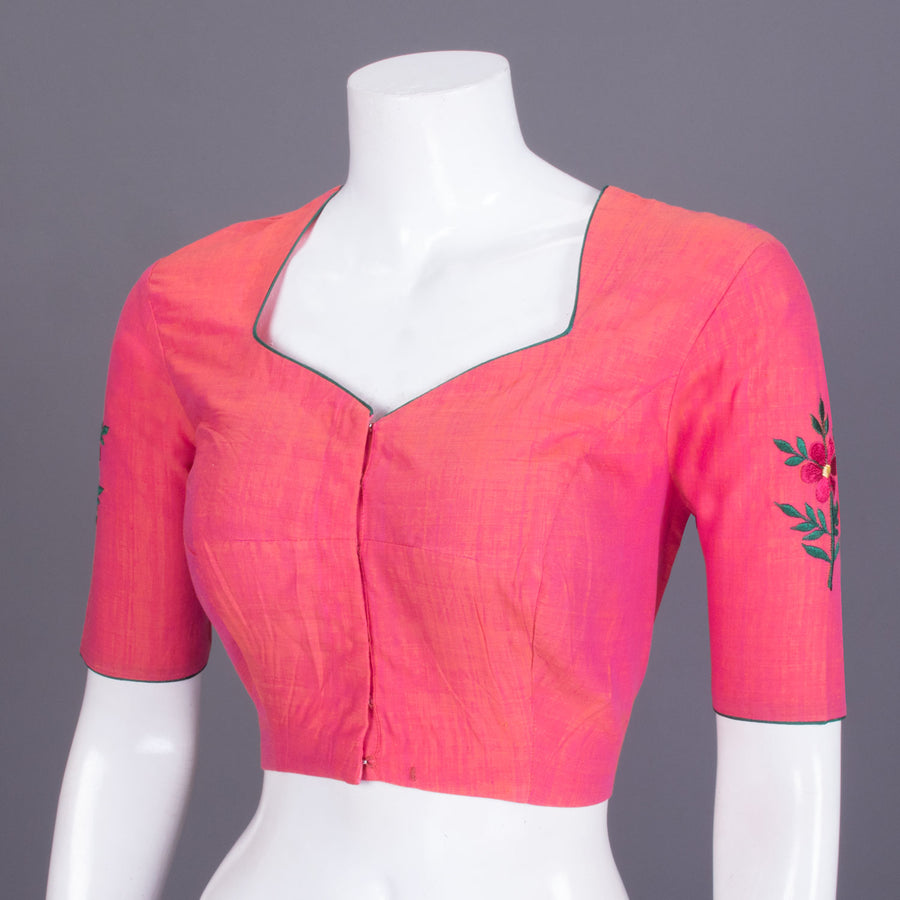 Pink Embroidered Mangalgiri Cotton Blouse - Avishya