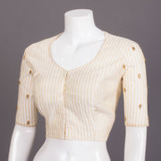 Cream Aari Embroidered Chanderi Silk Cotton Blouse 10068198 - Avishya