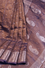 Purple Gold Banarasi crushed Tissue Organza Saree - Avishya