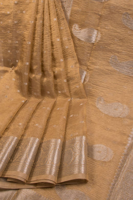 Light Brown Banarasi crushed Tissue Organza Saree - Avishya