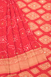 Red Handcrafted Banarasi Bandhani Georgette Saree - Avishya