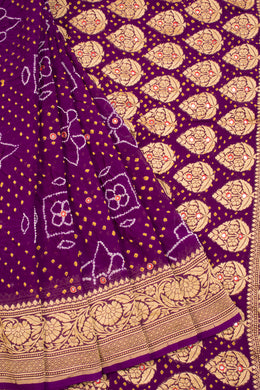 Purple Handcrafted Banarasi Bandhani Georgette Saree - Avishya