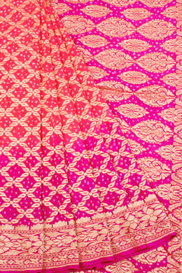 Pink Handcrafted Banarasi Bandhani Georgette Saree - Avishya
