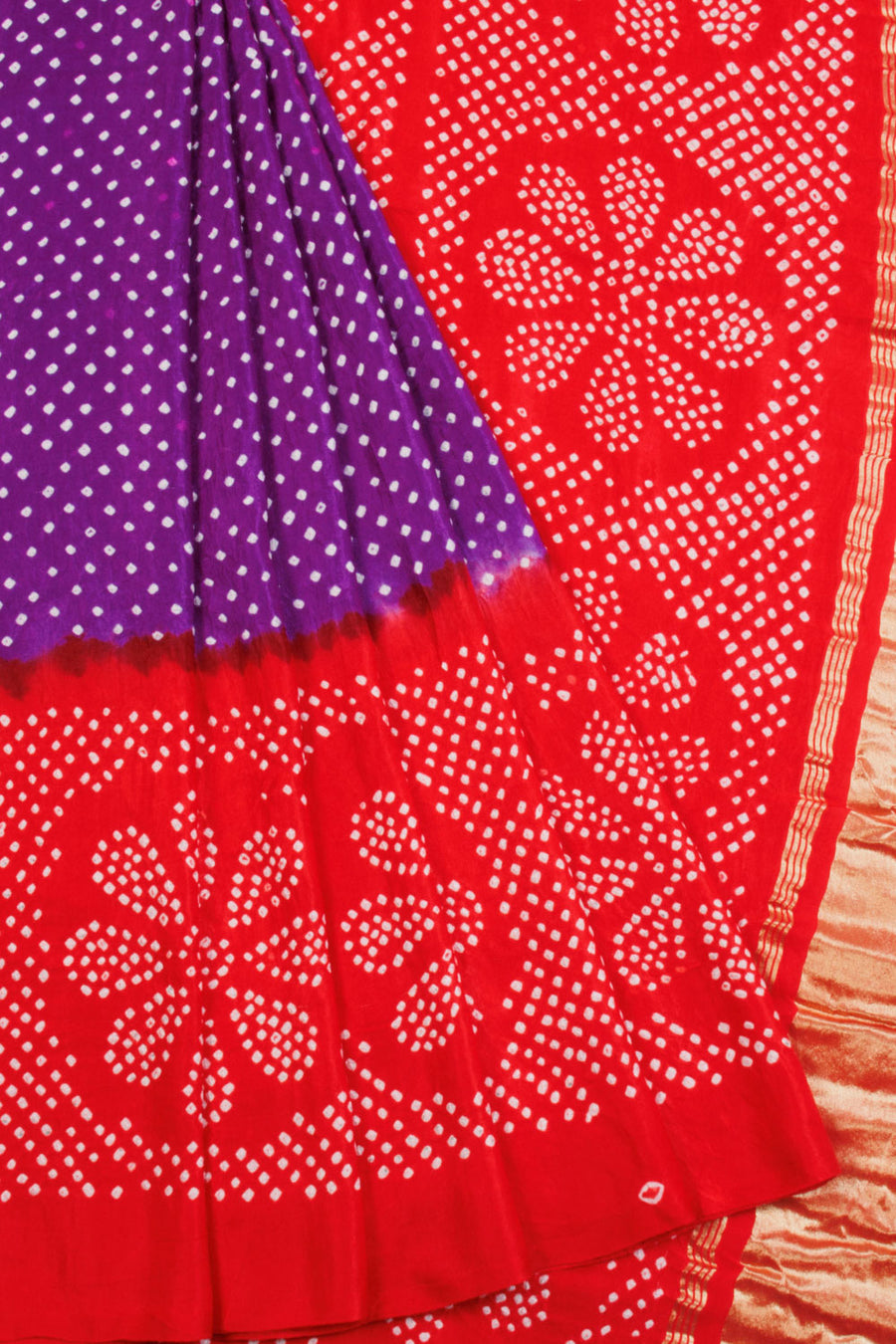 Purple Handcrafted Bandhani Gajji Silk Saree - Avishya