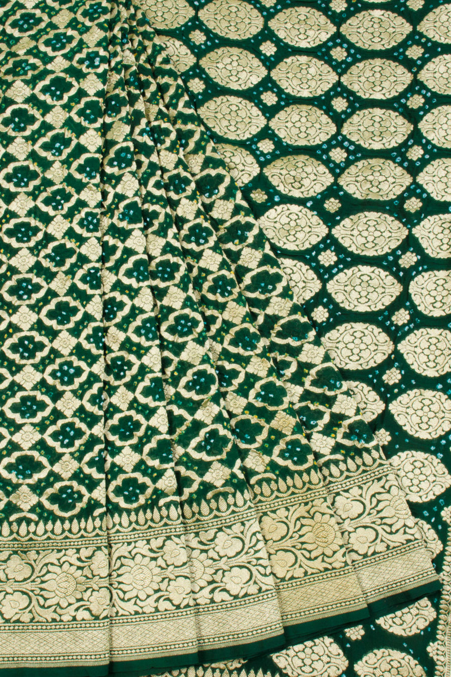 Green Handcrafted Banarasi Bandhani Georgette Saree - Avishya