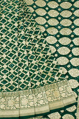 Green Handcrafted Banarasi Bandhani Georgette Saree - Avishya