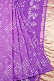 Violet Handcrafted Bandhani Gajji Silk Saree - Avishya