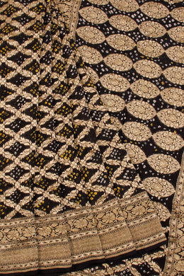 Black Handcrafted Banarasi Bandhani Georgette Saree - Avishya