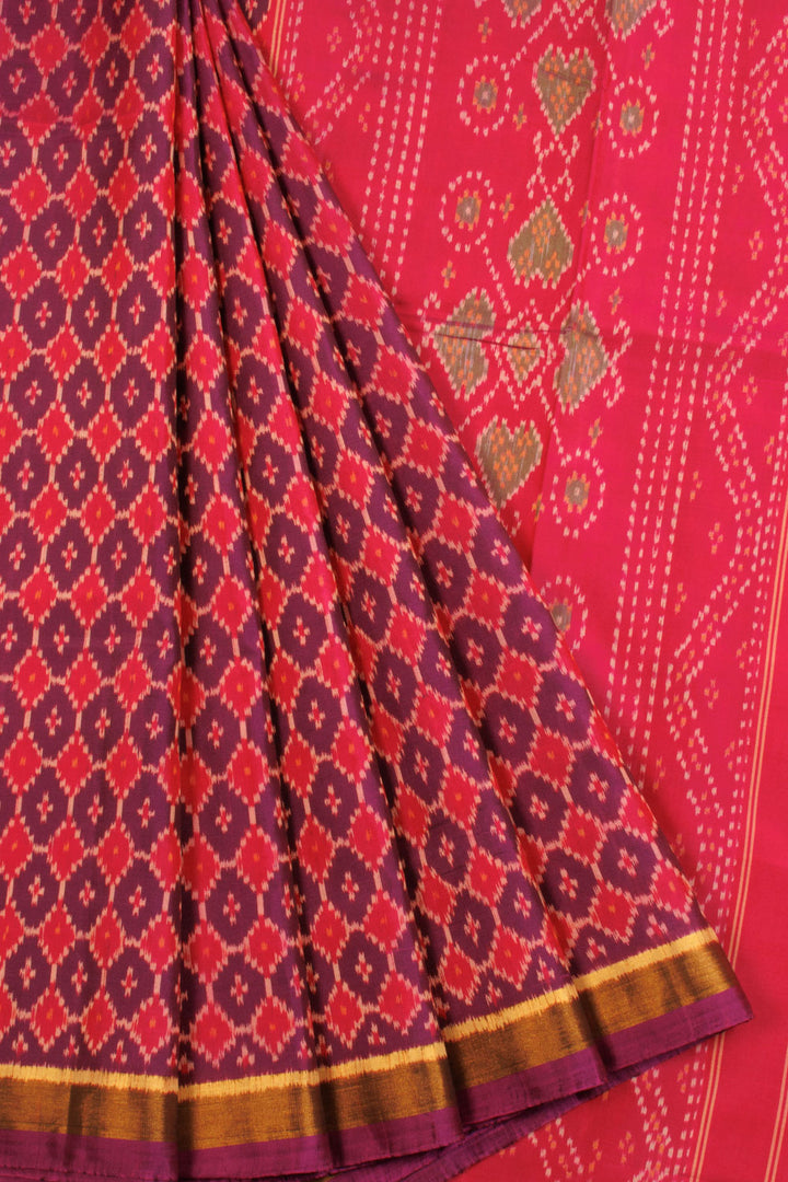 Pink Handloom Patola Ikat Silk Saree 10068249