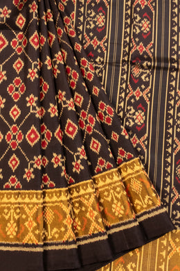 Black Handloom Patola Ikat Silk Saree - Avishya