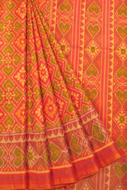 Orange Handloom Patola Ikat Silk Saree - Avishya