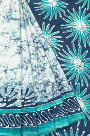 Blue Batik Muslin Silk Saree - Avishya