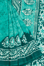 Blue Batik Muslin Silk Saree - Avishya