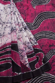 Off White Batik Muslin Silk Saree-Avishya