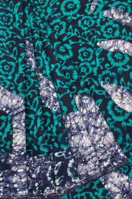 Black Batik Printed Muslin Silk Saree-Avishya