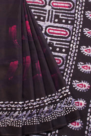 Black Batik  Muslin Silk Saree-Avishya
