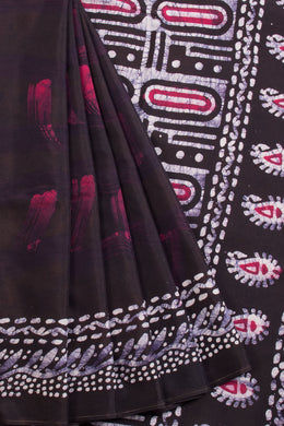 Black Batik  Muslin Silk Saree-Avishya