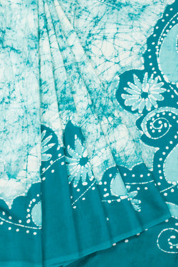 Blue Batik Muslin Silk Saree - Avishya