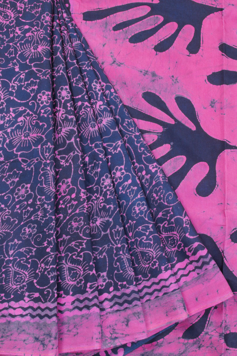 Blue Batik Printed Muslin Silk Saree - Avishya
