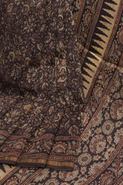 Black Ajrakh Printed Silk Cotton Saree  - Avishya
