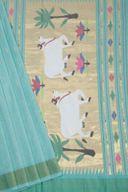 Blue Handloom Paithani Cotton Saree 10068428 - Avishya