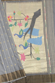 Grey Handloom Paithani Cotton Saree 10068437 - Avishya