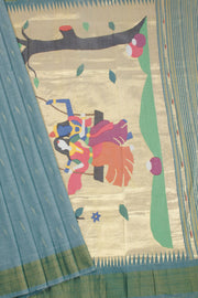 Blue Handloom Paithani Cotton Saree - Avishya